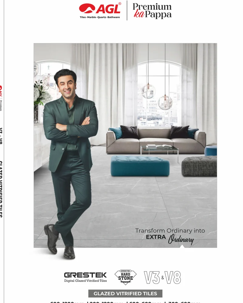 AGL V3 and V8 glazed vitrified tile catalogue cover